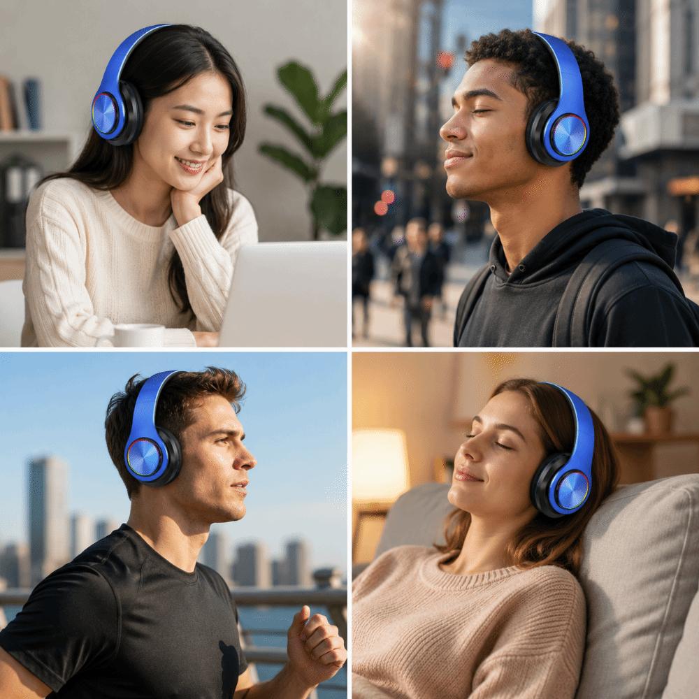 HIFI Audio Bluetooth Sluchátka Stereo Zvuk Sluchátka přes uši Bezdrátová Sluchátka Hudební přehrávač