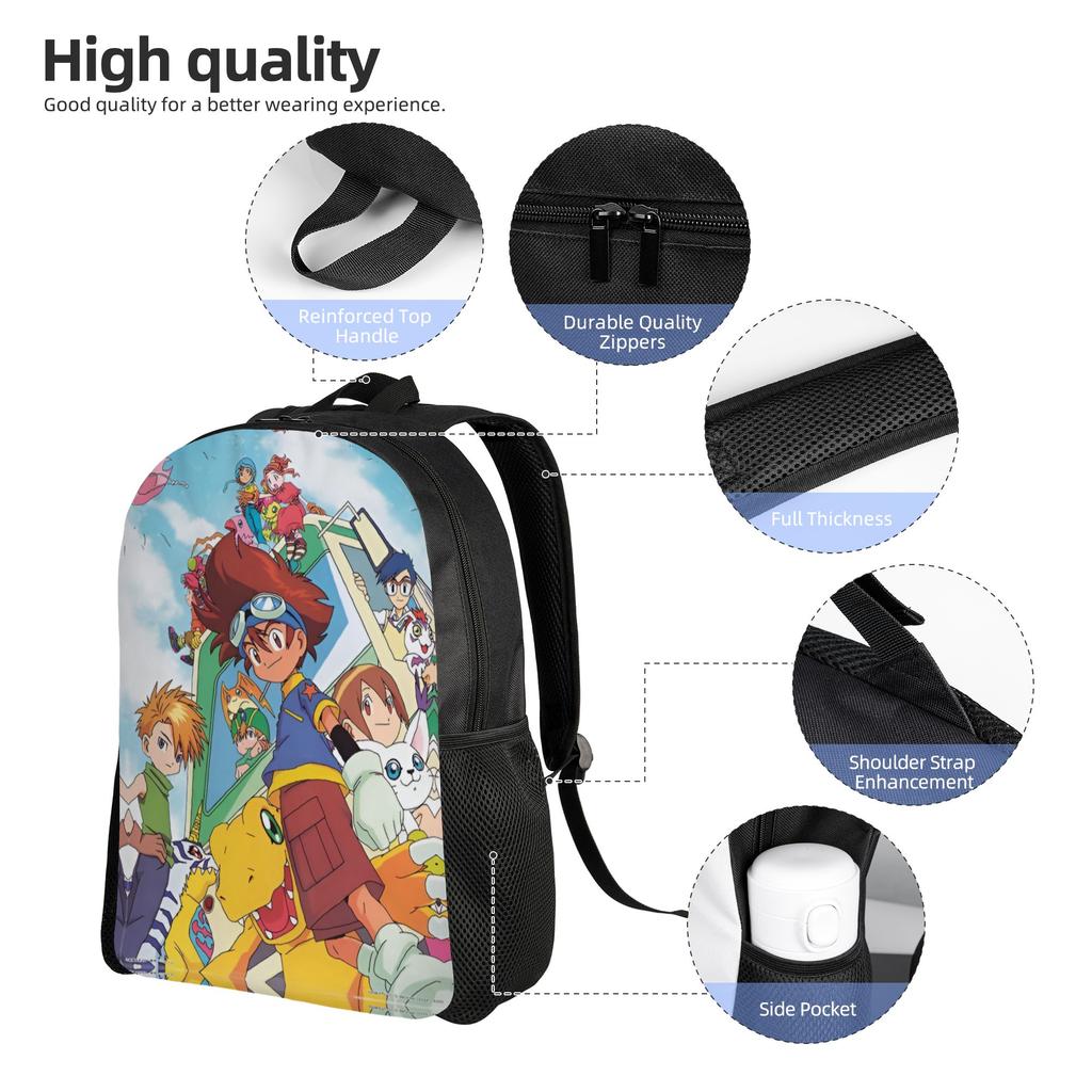 D-Digimons Backpacks for Men Women School College Student Bookbag Fits 15 Inch Laptop Cartoon Bags