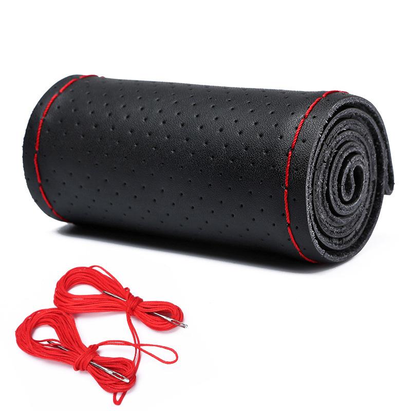 

Leather Hand Sewing Steering Wheel Cover Universal Braid Steering Wheel Cover 38cm Genuine Cowhide Leather with Needles Thread