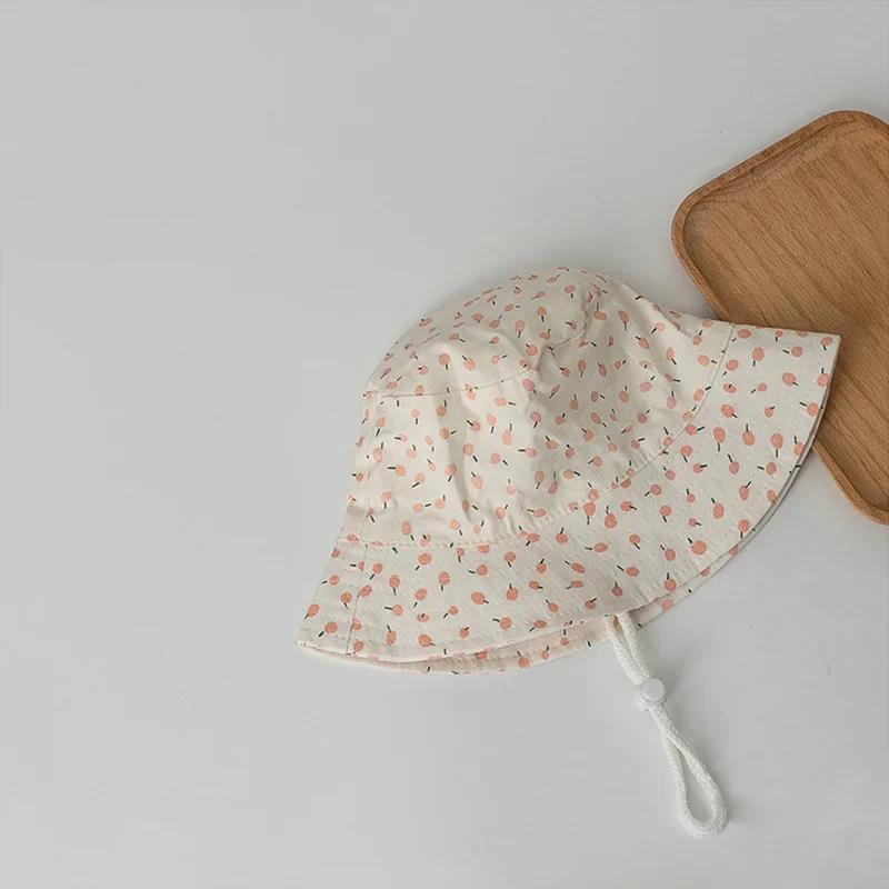1-12Year Kids Fisherman Hat Pink Print Girl Baby Bucket Hats Cotton Breathable UV Protection Basin Cap Children Sunshade Visors