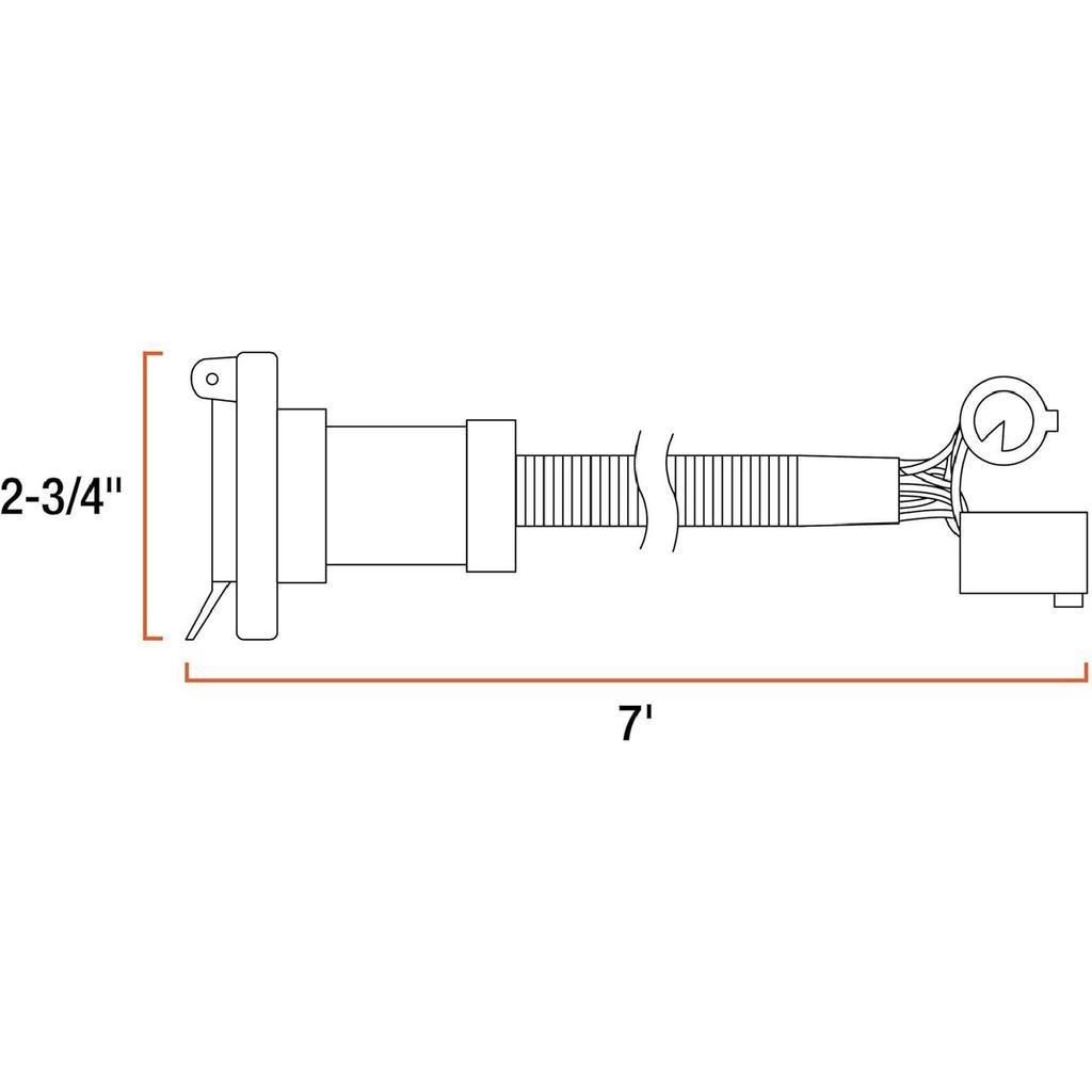 56070 7-Pin Trailer Wiring Harness Extension, 5Th Wheel 7 Pin Connector, 7-Foot Vehicle-Side Truck Bed, Compatible with Ch-evrolet, Dod-ge, Fo-rd,