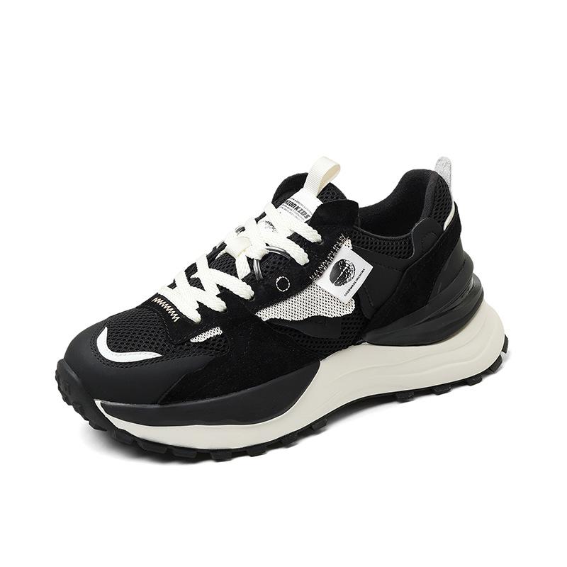 Korean Version Of  Four Season New Color Blocked Women'S Shoes, Trendy Thick Soled Mesh Casual Shoes