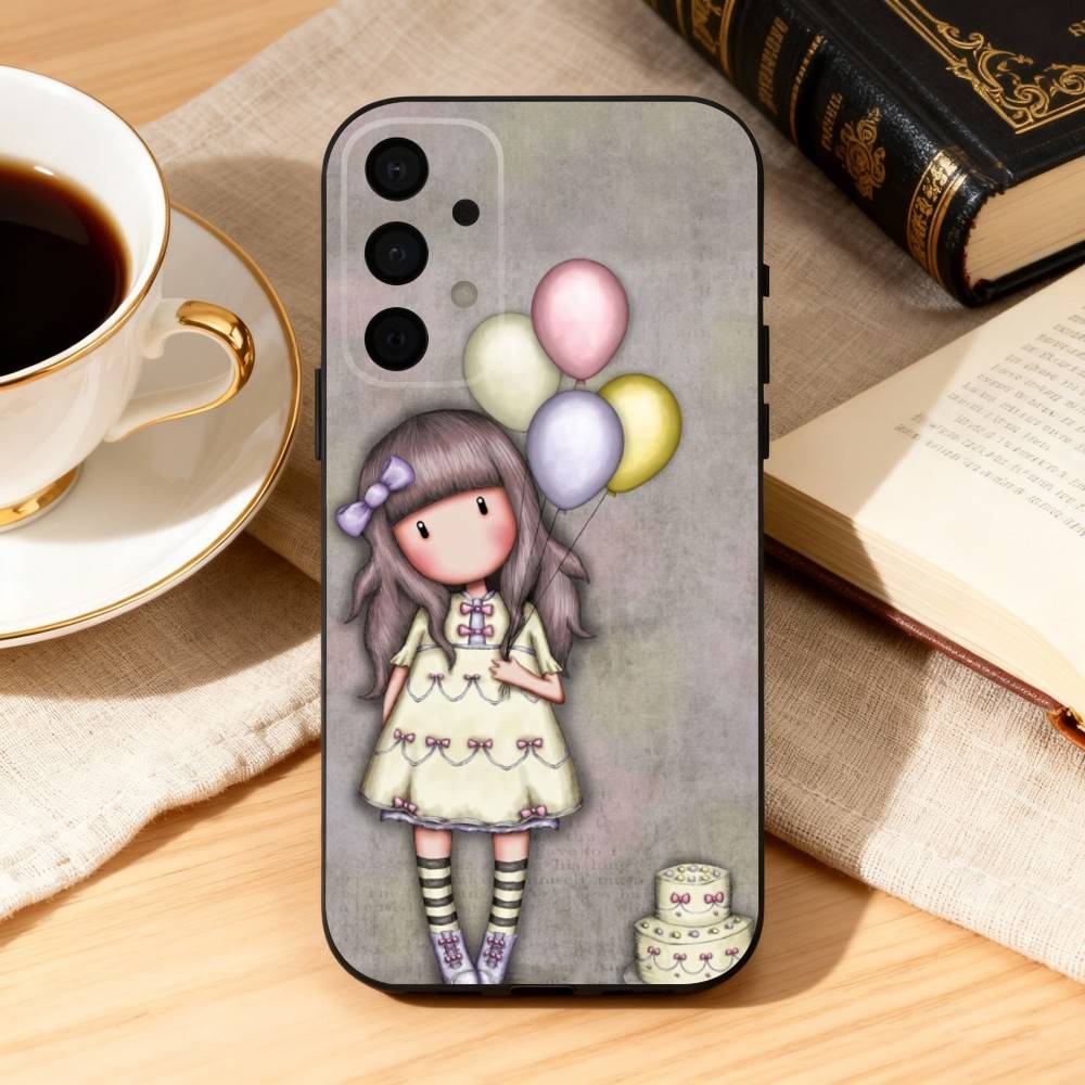 Cute S-Santoro G-Gorjuss Phone Case For Samsung Galaxy A73,A72,A71,A70,A53,A52,A51,Soft Silicone Black Cover