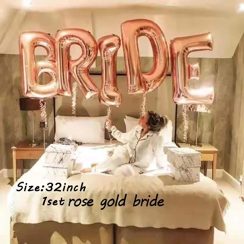 32Inch Bride To Be Balloon Wedding Decorations Rose Gold Silver Bride Letters Foil Ballon Bridal Shower Bachelor Party Supplies