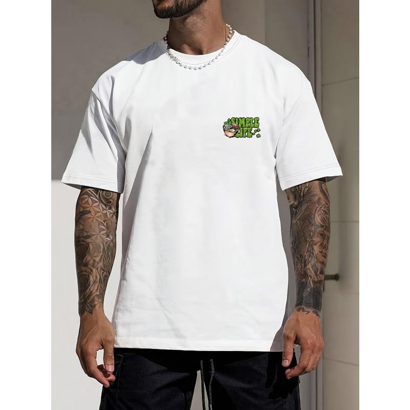 Men'S Graffiti Letter Print Crew Neck T-Shirt - Summer Casual Streetwear, for Outdoor Sports And Casual Wear, Art Fashion | Vibrant Design