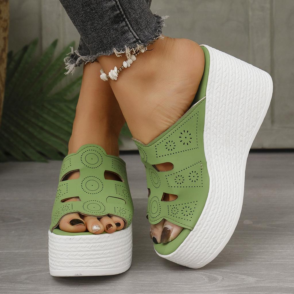 Foreign trade large size women's summer wedge heel sandals women's 2025 new foreign trade sequins thick-soled wedge heel