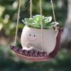 Cute Crescent Succulent Flower Pot Garden Courtyard, Micro Landscape Hanging Pieces Small Potted Plants Resin Crafts