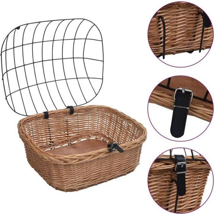 VidaXL Panier avant de vélo avec couvercle 50x45x35 cm Saule naturel