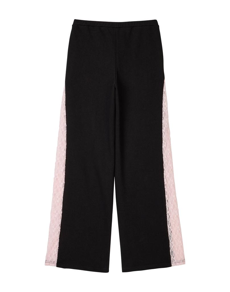 ERER Sheer Lace Panel Sweatpants Black