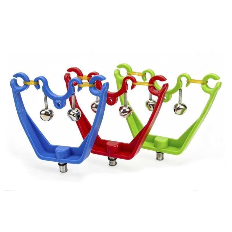 Outdoor Fishing Rod Bite Alarm Clips with Dual Loud Metal Bells Waterproof Plastic Material for Lake Freshwater Fishing