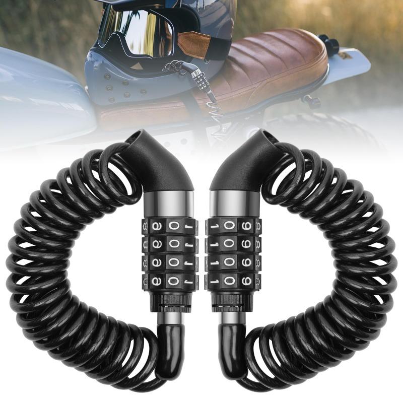 

2Pcs Motorcycle Bicycle Anti-Theft Chain 4-Digit Password Combination Helmet Lock Safety Portable Cable Lock Durable Wire Rope чёрный