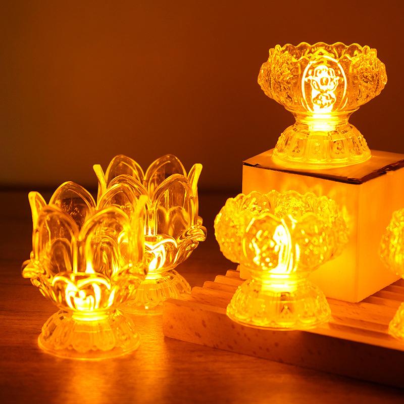 1Pc Electric Lotus Light Battery Operated Led Holy Light Prayer Flicker Led Candle Tea Lamp Home Decoration