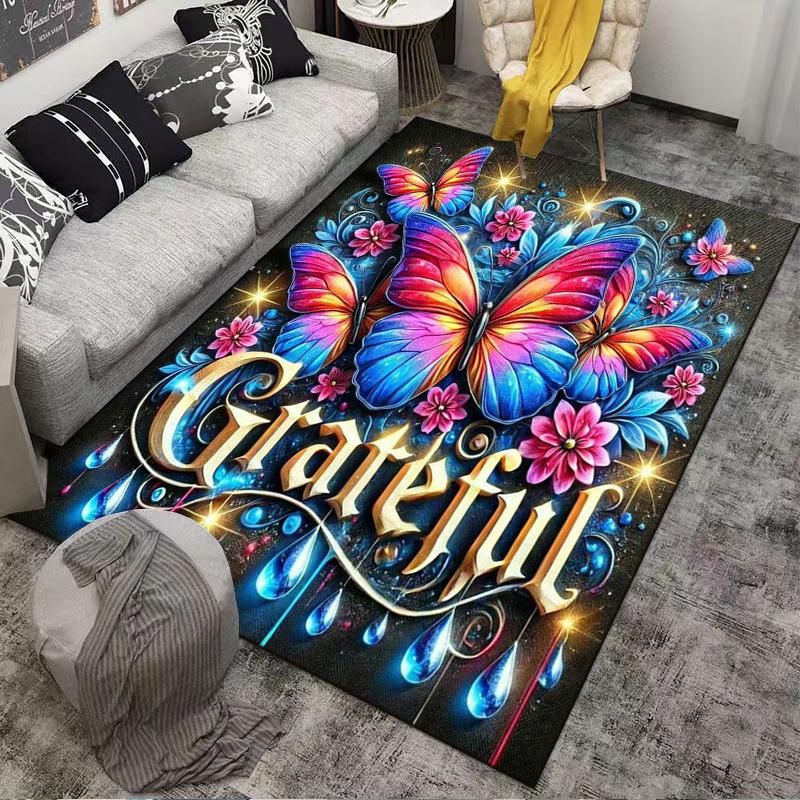 Grateful Butterfly Floral carpet Non-slip rug suitable for living room and bedroom sofas