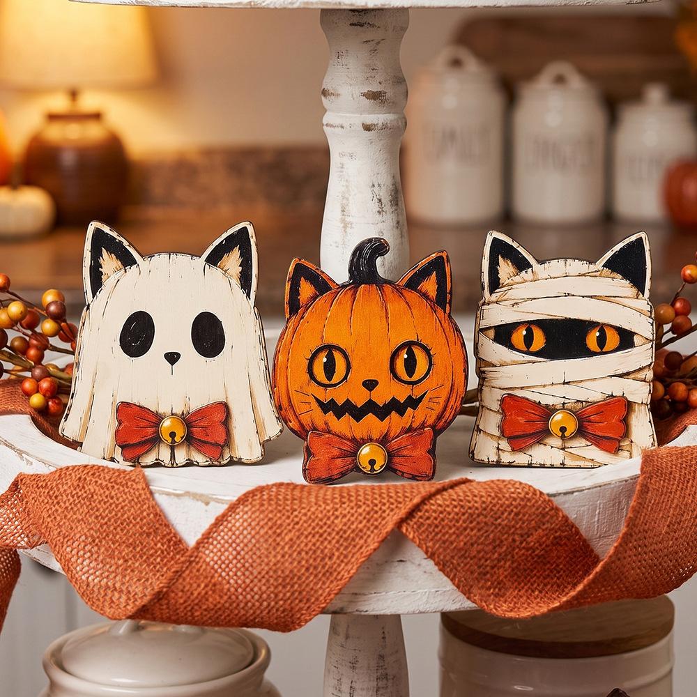 Halloween Wooden Ornaments, Halloween Party Night Scene Atmosphere, Home Gifts, Decorative Items, Handicrafts