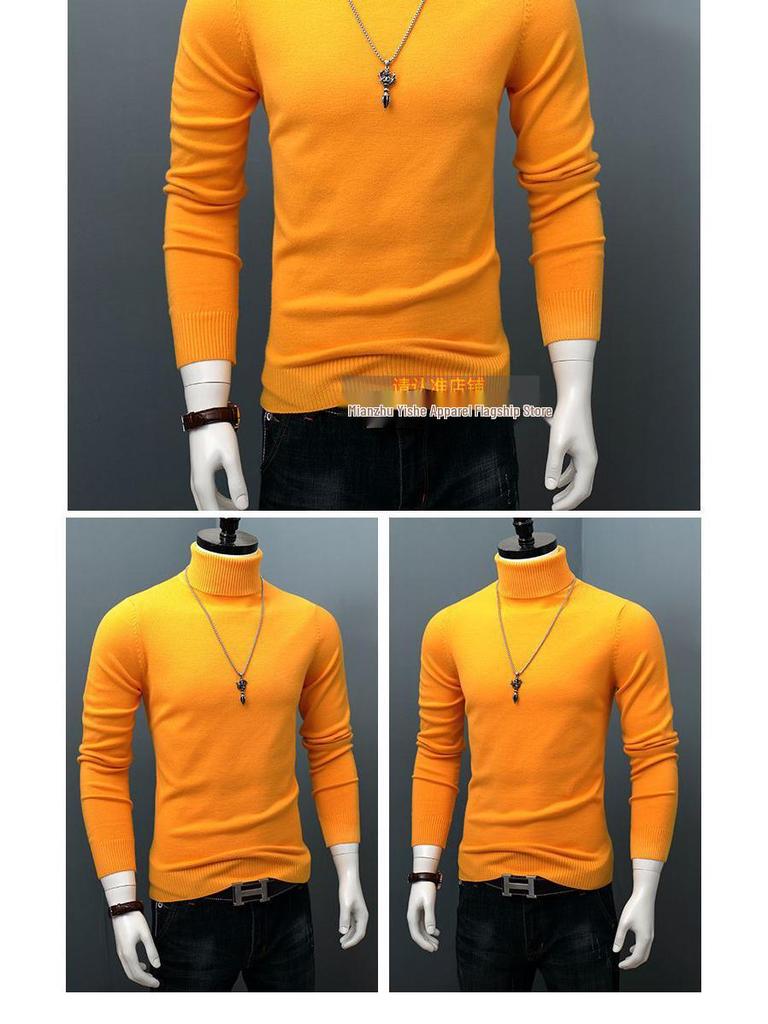 Men's Korean Style Turtleneck Knitted Sweater: Autumn/Winter Thick, Trendy, Plus Size Loose Pullover.