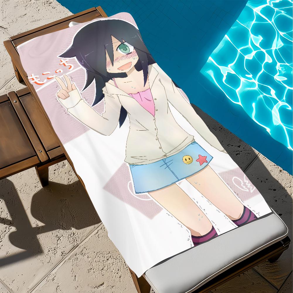 W-Watamote-e anime Towel Large Quick-Drying Microfiber soft Beach Towel for Travel Fitness Sauna Bathing Camping
