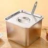 Stainless Steel Square Seasoning Box with Handles Heavy-Duty Storage Container for Lard Sauces Condiments Rust-Proof Spice Box for Home Commercial