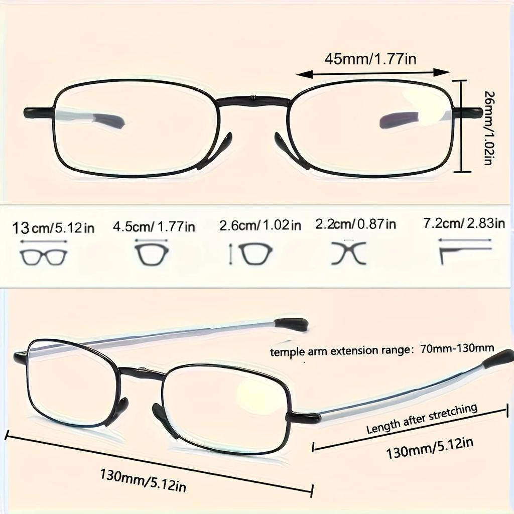 Folding Reading Glasses With Keychain Compact Bags Blue Light Blocking Spring Hinge Portable Pocket Readers +1.0 To +4.0