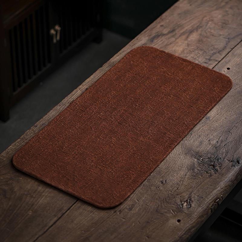 Miaozhu Xuan Handmade Retro Plant-Dyed Tea Mat - Heat Insulating, Solid Color for Chinese Tea Set Arrangement 27x14cm