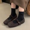 French temperament retro high-end fluffy shoes women's 2025 autumn and winter new models wear foreign style flat Mary Jane single shoes