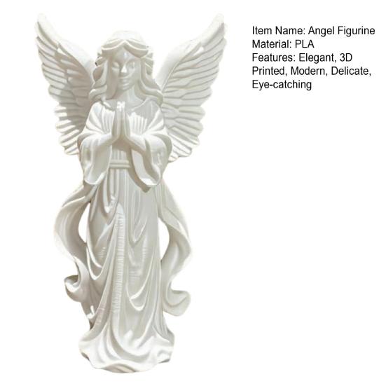 Praying Angel Figurine 3D Printed Angel Wings Statue