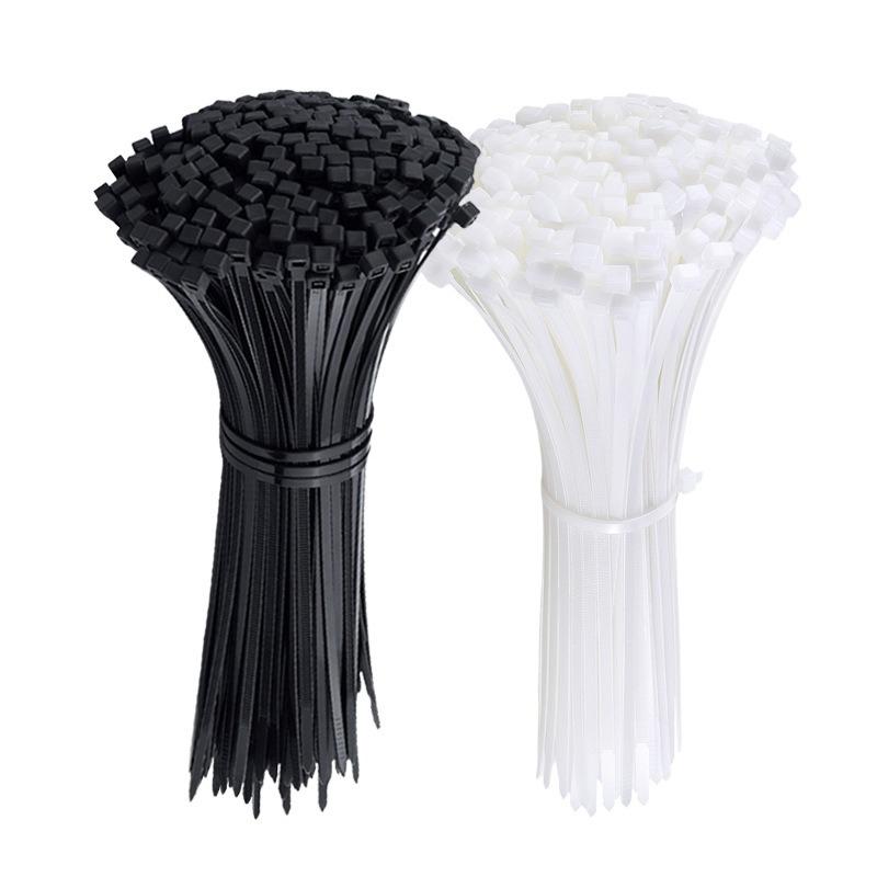 100pcs/bag Self-Locking Cable Ties Black Wire Cable Zip Ties Fasten Cable Organiser High Tensile Strength for Home & Office