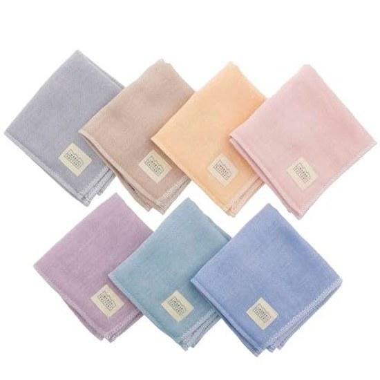 Imabari Factory Towel Handkerchief 7days 7-piece set approximately 2525cm (per piece) Made Japan GrayBeigeOrangePinkPurpleGreenNavy
