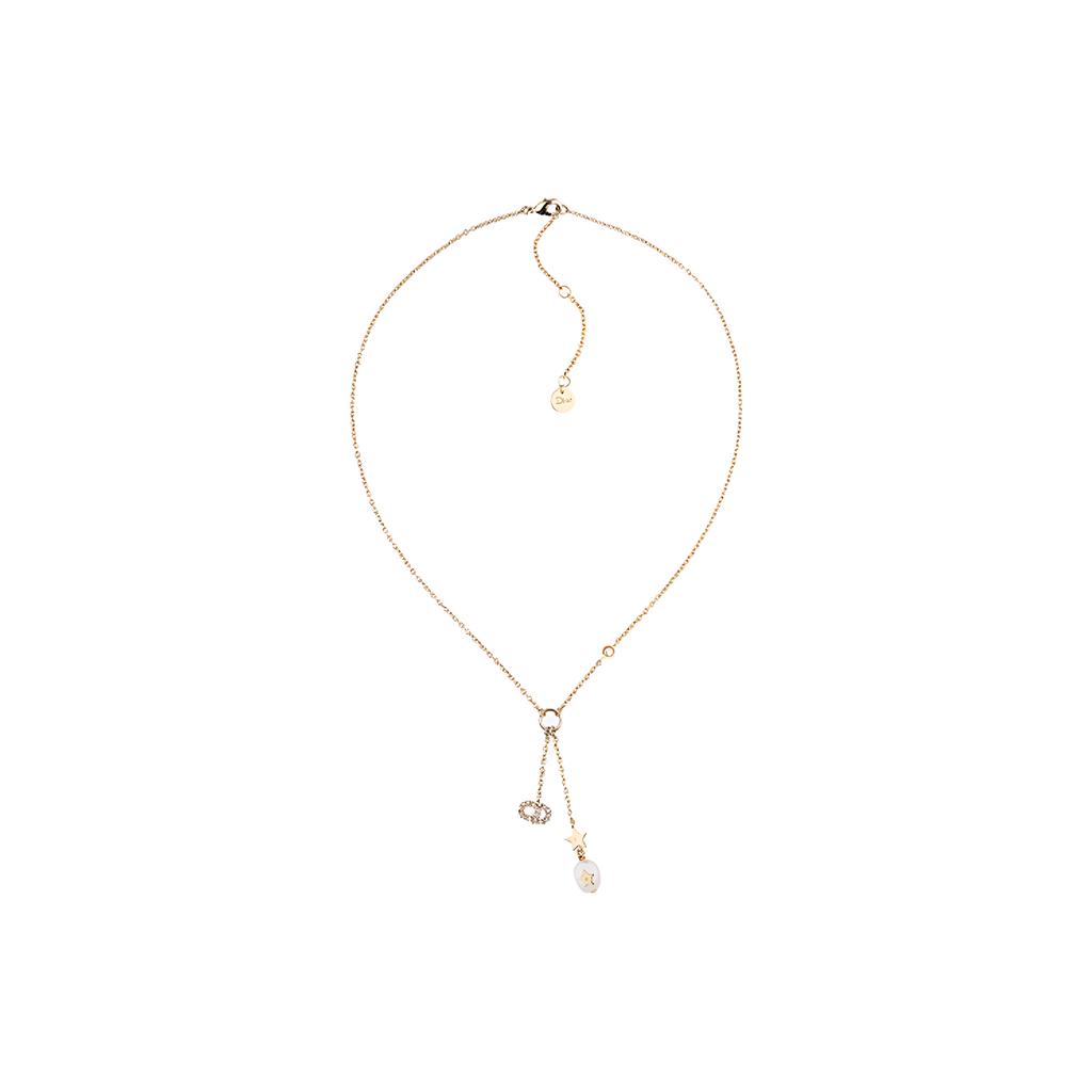 Dior CD Pearl Decorated Luxury Fashion Crystal Necklace Women necklace Gold N0858SYDCY-D301