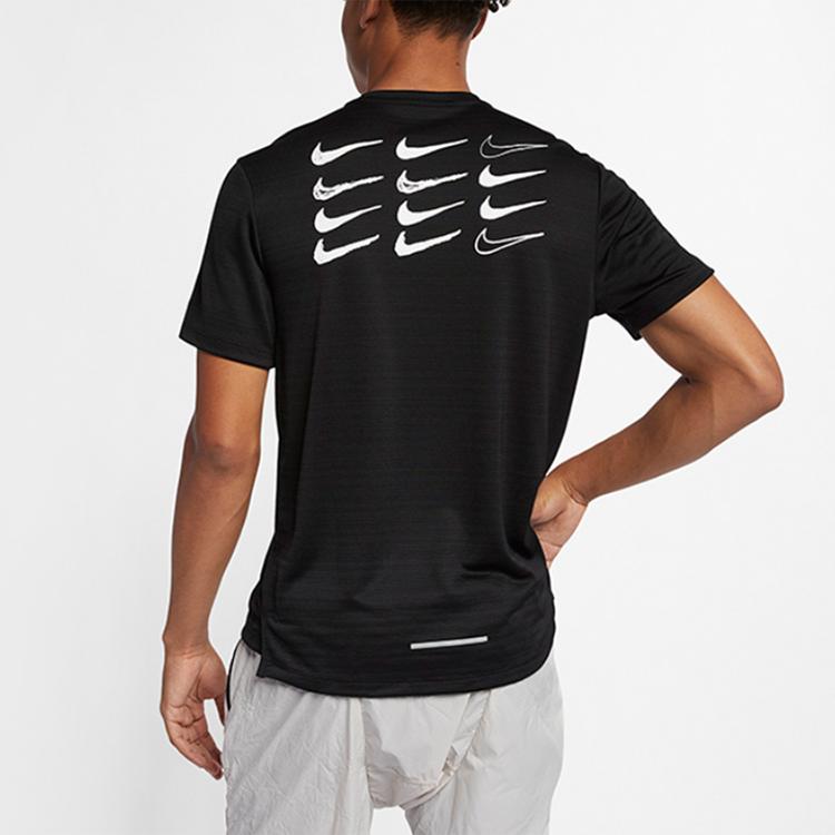 Nike T-shirt Manches Courtes Imprimé Dri-Fit Miler Homme Hauts Noir AT7841-010