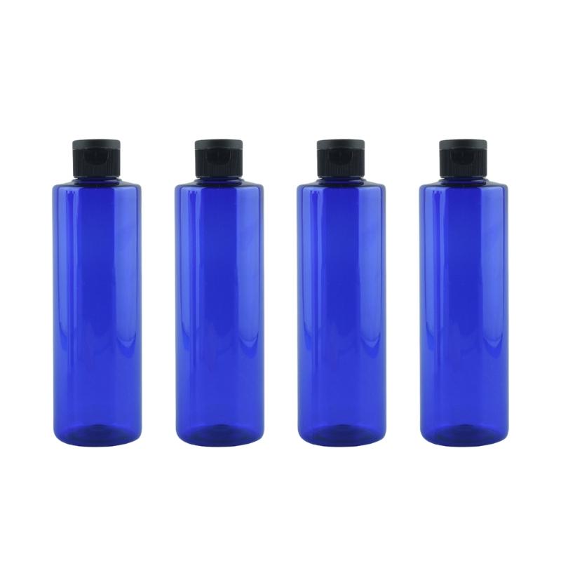4pcs Portable 250ml Refillable Plastic Bottles Cosmetic Containersfor Shampoo Conditioner Makeup Remover Leak Proof