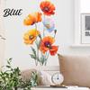 Waterproof Floral Window Clings 2Pcs Watercolor Flower Wall Stickers PVC Decals Peel And Stick DIY Murals for Home Art Decor Removable Orange Vinyl