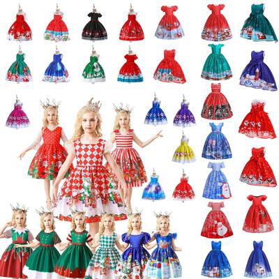 Vestito da Piano in Raso Cartone Animato Europeo e Americano di Natale per Bambine
