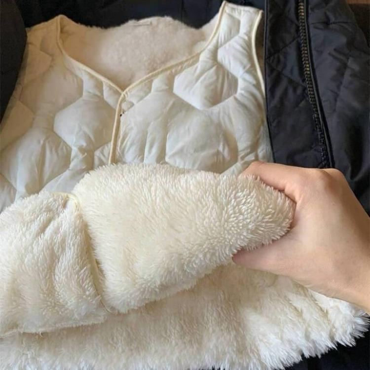 

Женский флисовый жилет Зимнее короткое теплое стеганое пальто без рукавов с термоподкладкой 5XL бежевый