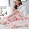 Knitted Throw Blanket Soft Comfortable Skin Friendly Breathable Knit Blanket Throw with Tassel Ball