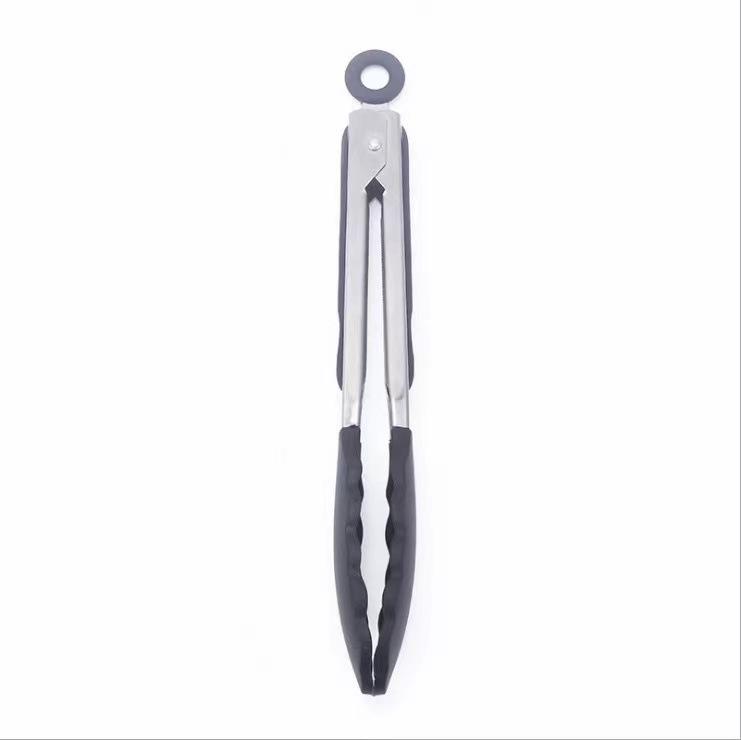 Stainless Steel Silicone Kitchen Tongs - Heat Resistant, Non-slip BBQ & Food Clips