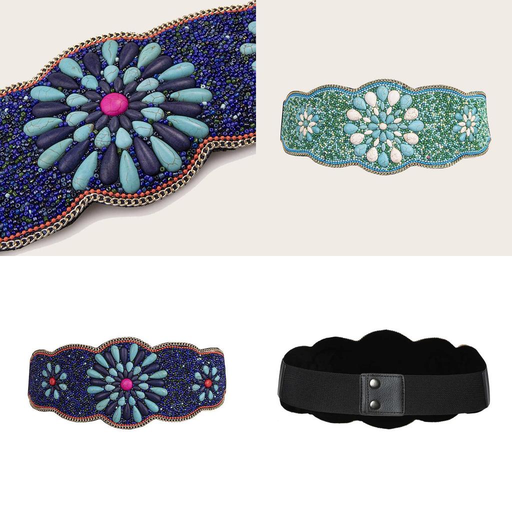 Bohemian Ladies Waist Corset With Embellished Beads And Elastic Closure For Summer Outfits