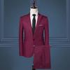 2ks/sada Muži Business Outfit Klopa Dlouhý rukáv Jednořadový oblek Kabát Jednobarevný oblek Kalhoty Set Slim Fit Workwear