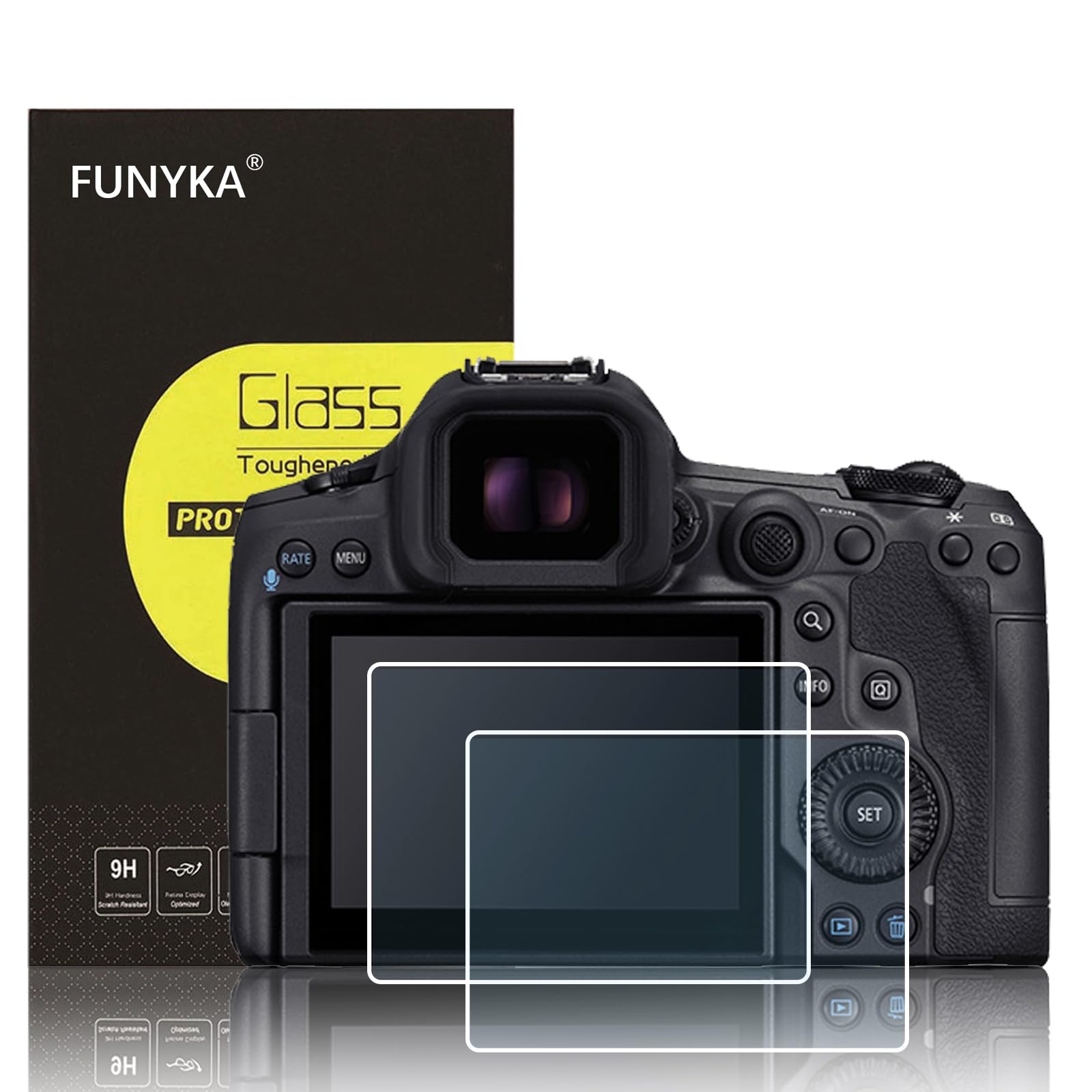 

Set of 2 Glass Screen Protectors for Canon EOS and 9H and Ultra-Thin R5II, R3, R5, R5C, 95%+ Transmittance, Hardness, Water-, Oil-,