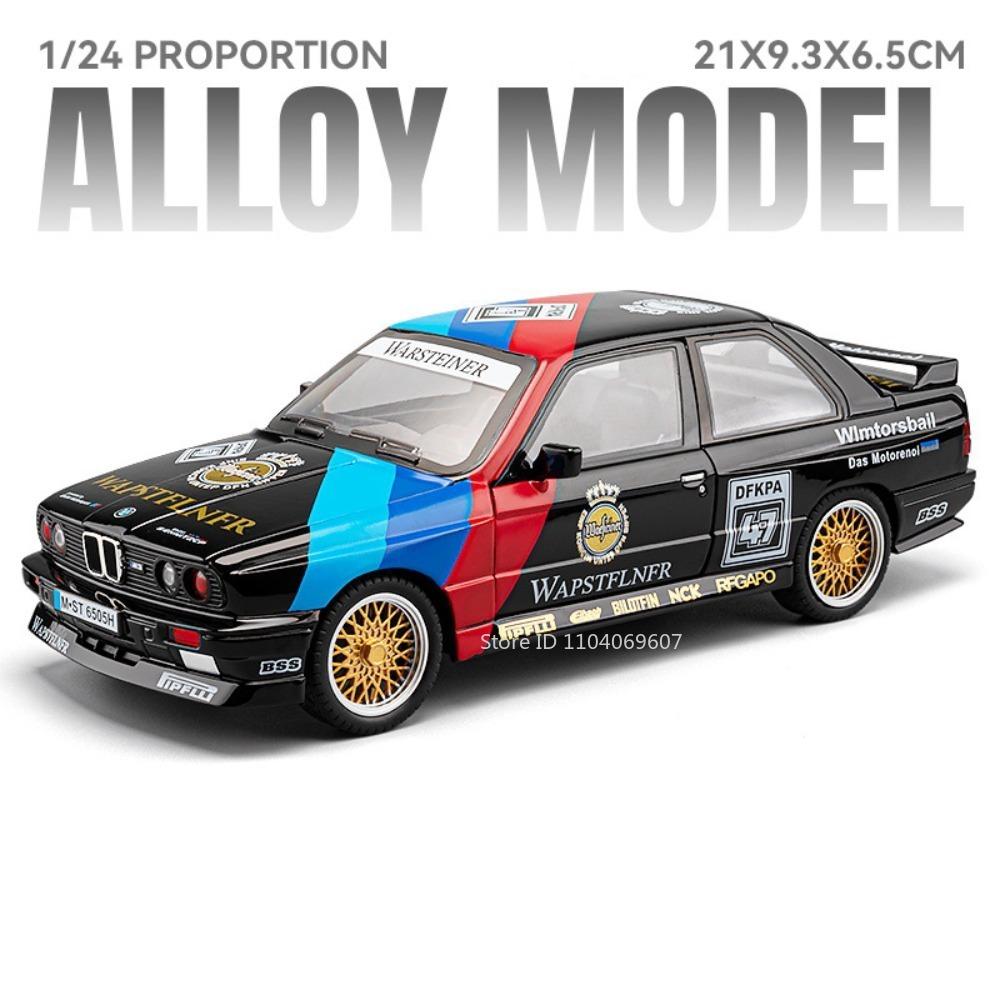 1:24 M3 GTR E46 Model Racing Car Toys Alloy Diecast Sound Light Doors Opened Shock Absorption Pull Back Simulation Supercars
