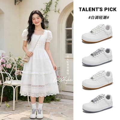 Leather Little White Shoes Women's 2026 Spring Thick-soled Heightening Women's Shoes Women's Design Sense Niche