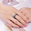 Fashion 8mm Blue Stainless Steel Rings For Men Silver Color Brushed Beveled Edge Steel Engagement Rings Men Wedding Band Jewelry