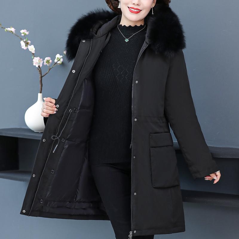 Real Fur Collar Middle Age Women's Puffer Jackets Winter Vintage Parkas Hooded Liner Detachable Plus Size Thick Warm Long Down Coats Woman Outerwears