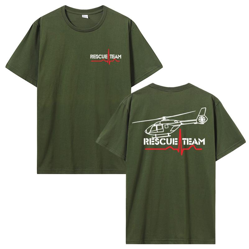 Moda Estiva Uomo Maglietta in Cotone Servizio di Soccorso Aereo Ambulanza Aereo di Soccorso Eurocopter T-shirt Hip Hop Tee Top Streetwear