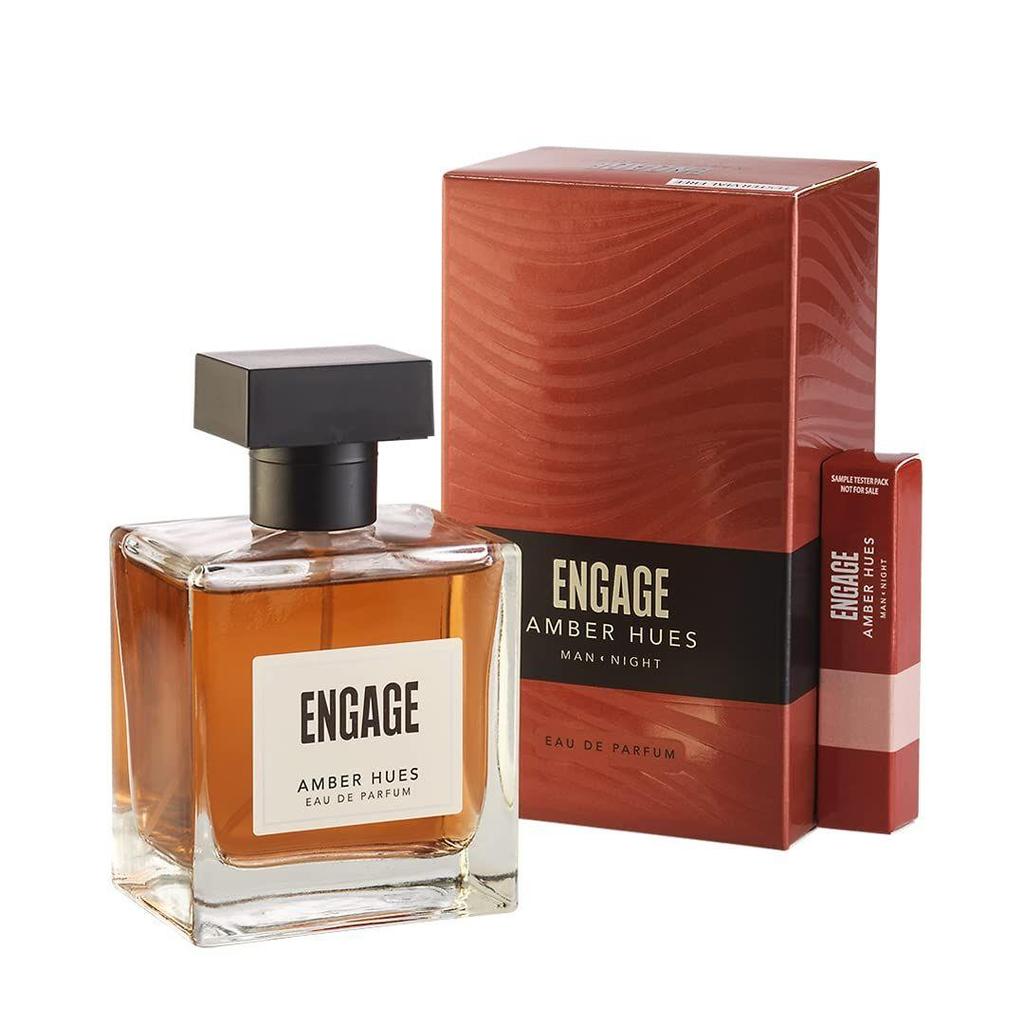 Engage Amber Hues Perfume for Men Long Lasting Smell, Ambery and Warm Fragrance Scent, for Special Occasions, Gift for Men, Free 3ml Tester, 100ml