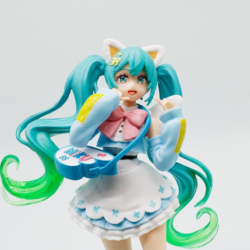 BANDAI 18CM Anime Hatsune Miku Hatsune Miku Figure Fashion Series Fancy Maid Dress Up Model Toy Doll Aciton Figure PVC