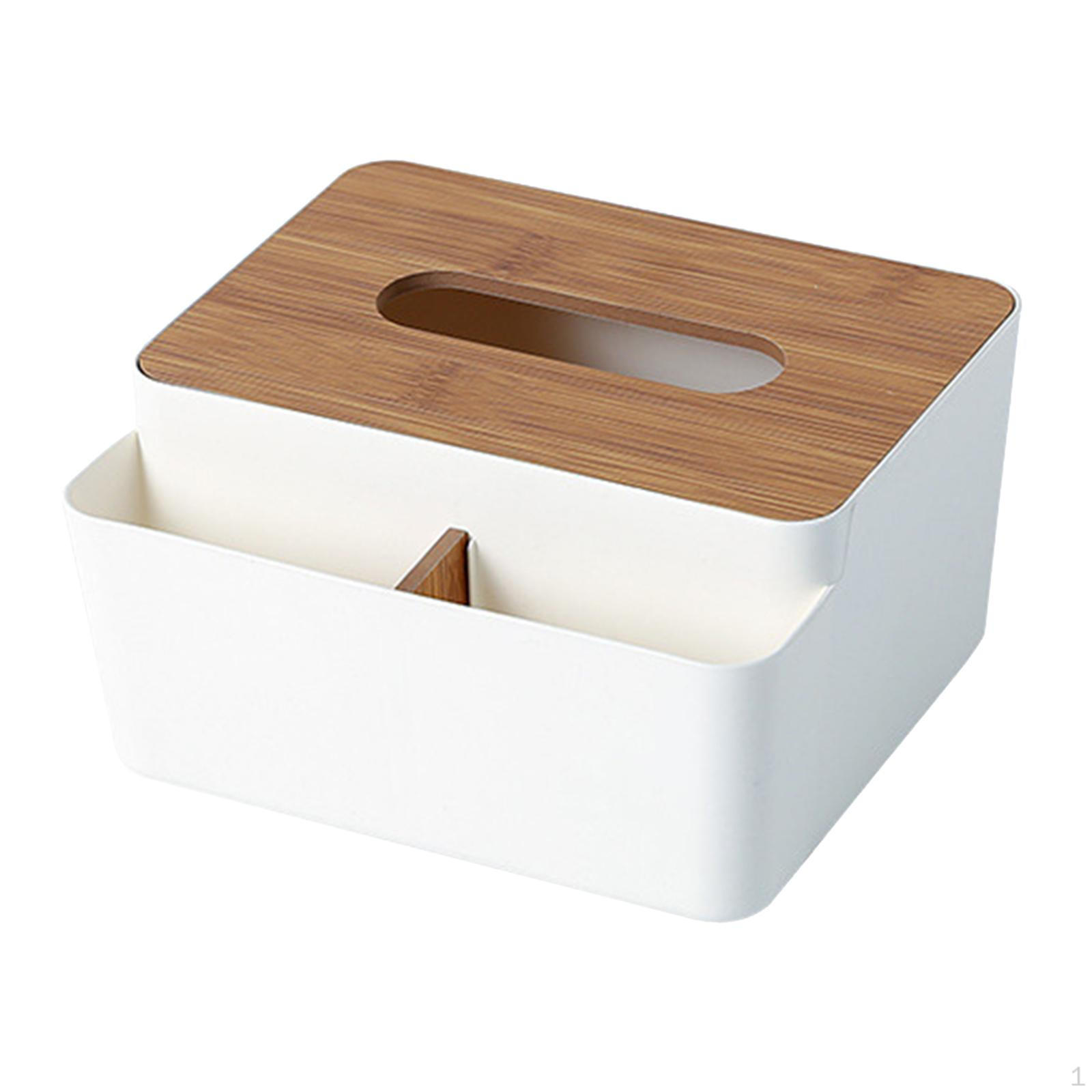 Multifunctional Tissue Box Cover Holder Desk Organizer Rectangle Bedside Decorative for White