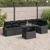 7-piece Garden Sofa with Black Cushions In Rattan 3357216
