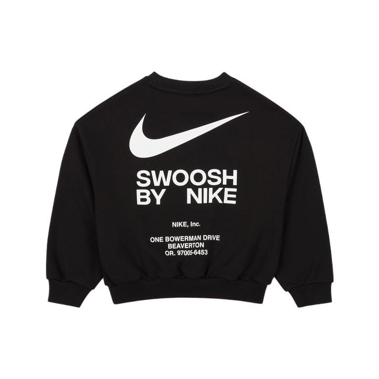 Nike Sweatshirt With Logo Print Crew Neck Pullover Kids Tops Black FD9935-010