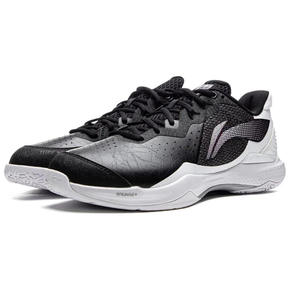 Li Ning Thunder Synthetic Leather Comfortable Trend Shock Absorbing Wear Resistant Low Top Badminton Shoes Men Sneaker Black White AYZU015-4