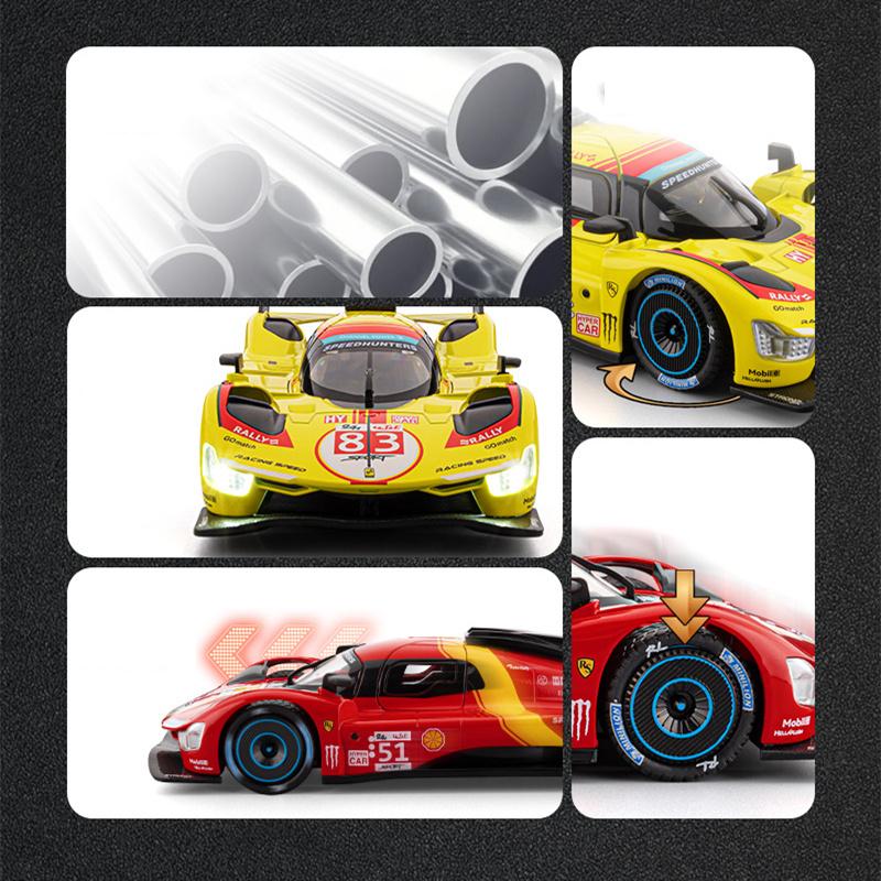 1/22 Ferrari 499P Endurance Race Alloy Sports Car Model Diecast Metal Racing Vehicles Car Model Simulation Sound and Light Kids Toy Gift